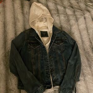 Abercrombie and Fitch jean jacket with built-in hoodie  | Women's small